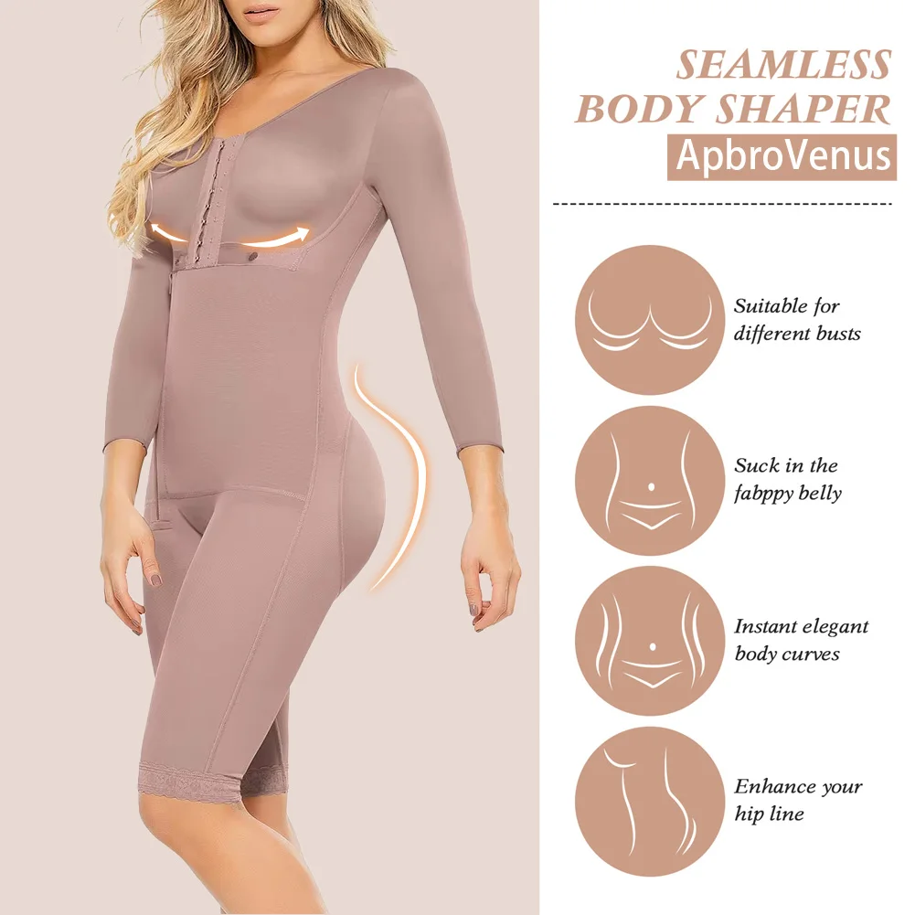 Fajas Girdles Colombian Shaper Full Body Shapewear Post Surgery Postpartum Corset Long Sleeve Abdomen Control Women Bodysuit