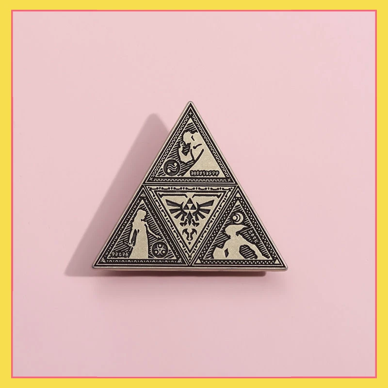 Cartoon creative hit game, Legend of Zelda, Breath of the Wild, Triangle Power brooch, retro game, peripheral metal badge