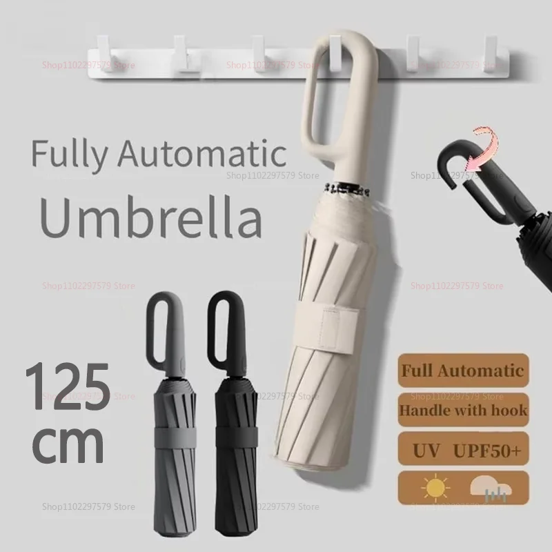 

Automatic Switch Folding Umbrella Windproof Waterproof UV Resistant 125cm 10 Bone Men's and Women's Outdoor Travel Umbrellas