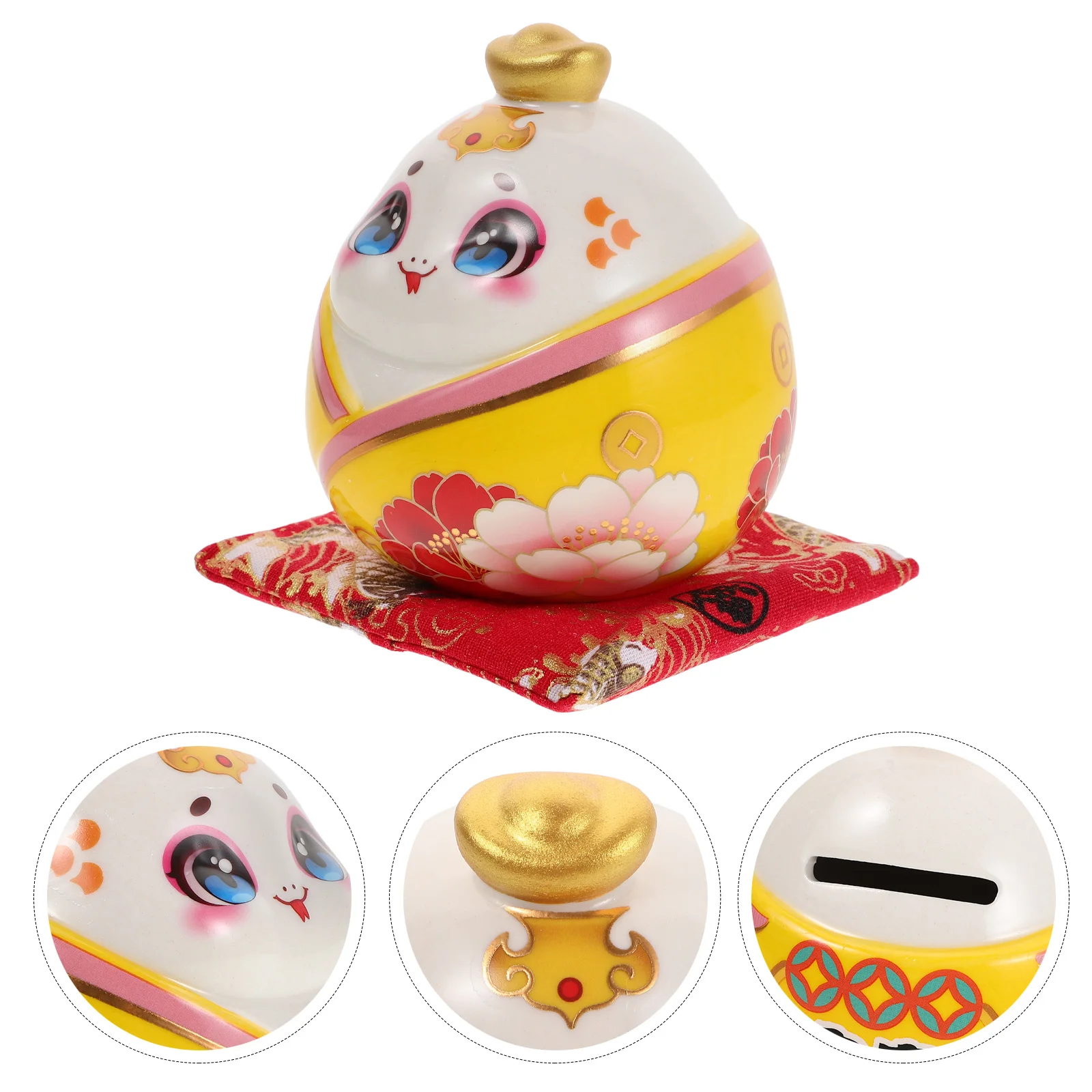 

Ceramic Snake Coin Bank Realistic Year of The Snake Money Saving Jar Decorative Coin Box Fortune Figurines for Home Office