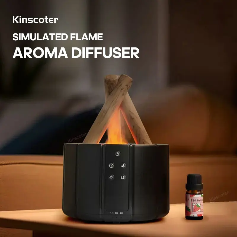 Simulation Bonfire Aaromatherapy Diffuser Flame Light with Remote Control LED 280ml Essential Oil Lamp Difusor