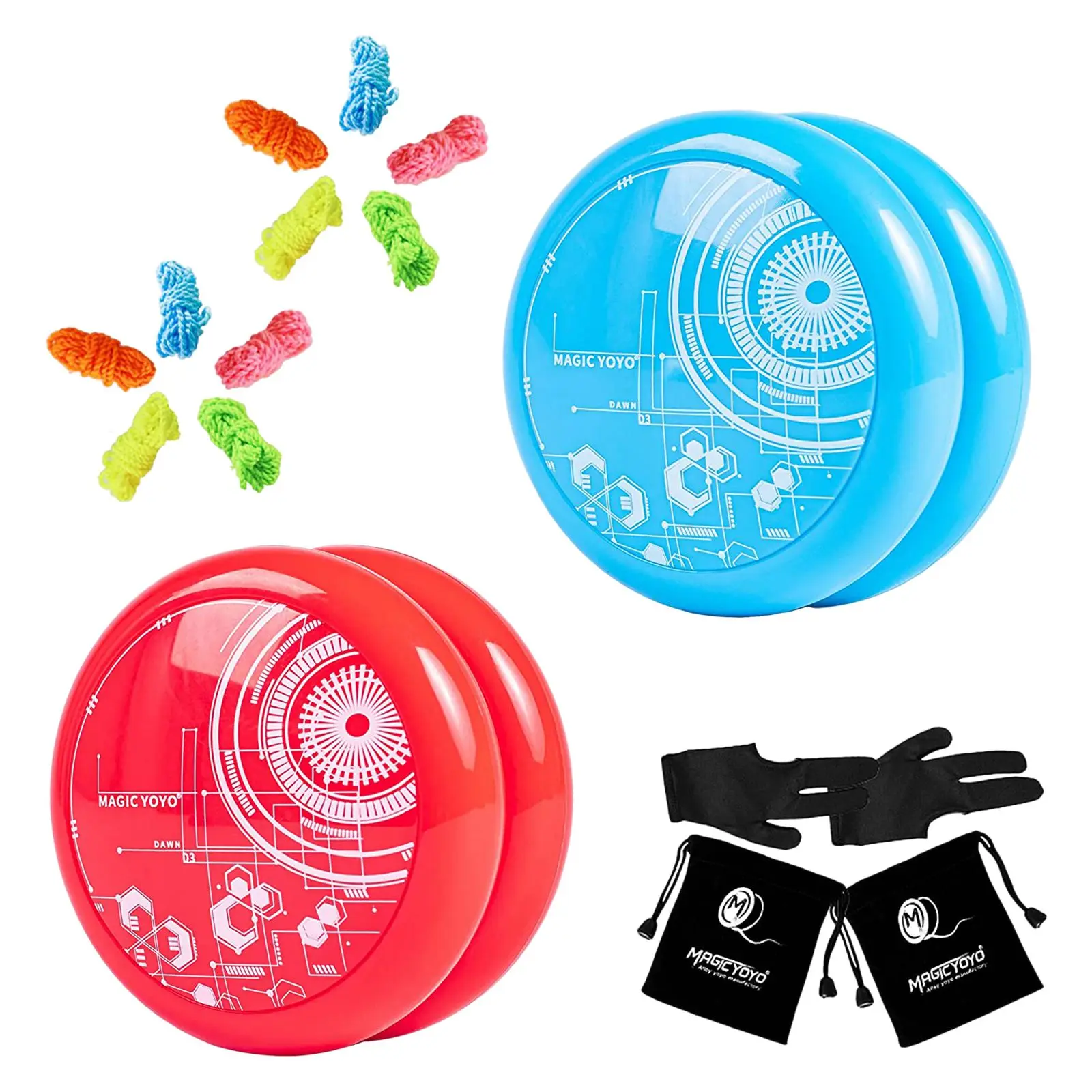 

MAGICYOYO Looping Yoyos for Kids,Pack of 2 Responsive Yoyos D3 Loop Yoyo Ball with 10 Yoyo Strings,Yoyo Gloves,Yoyo Bags