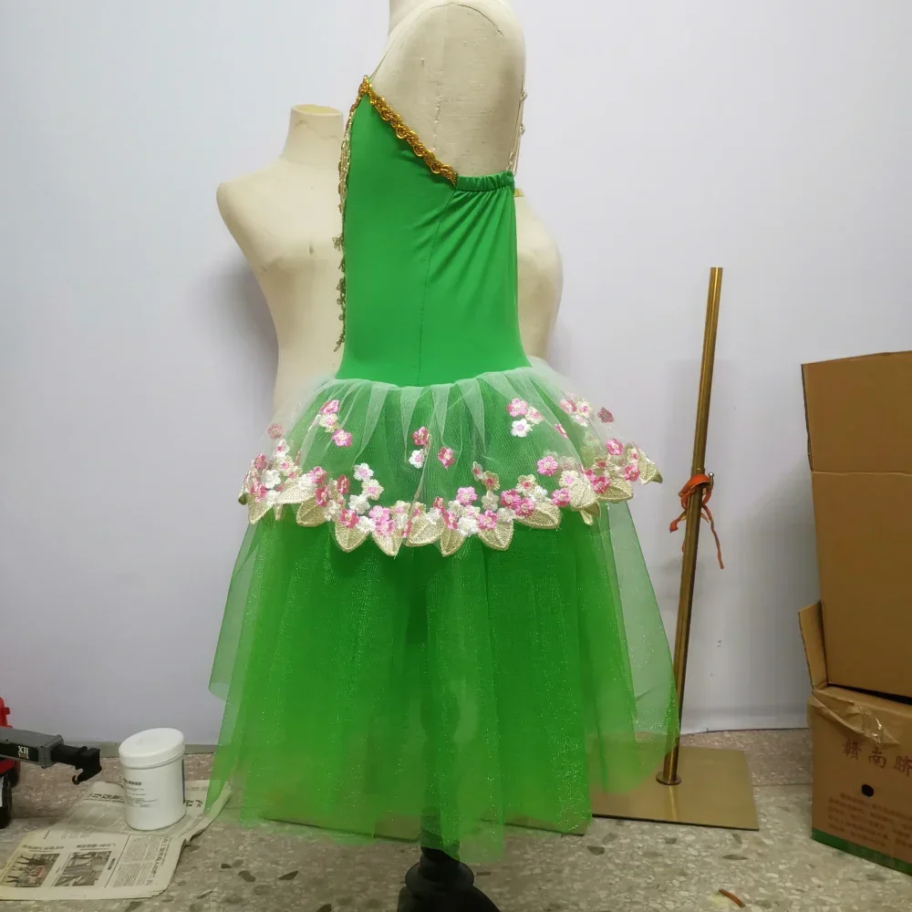 New Ballet Dance Costume Green Tutu Skirts Fluffy Performance Modern Dance Princess Skirts Kindergarten Chorus