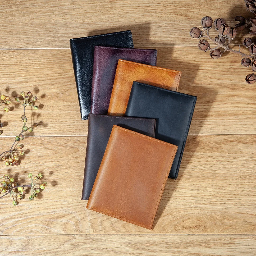 Leather Passport Holder RFID Blocking Travel Wallet Compatible with Airtag Passport Case Handmade with 4 Cards Slots,Coin Pocket