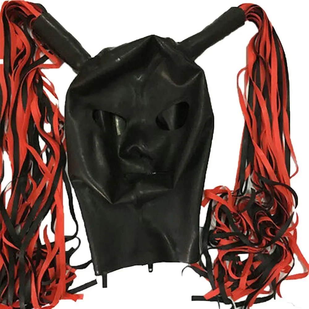 Handamde Latex Hood คู่ Latex Wigs สําหรับประสิทธิภาพหน้ากากยางคอสเพลย์คลับสวมชุดฮาโลวีนสําหรับสตรี