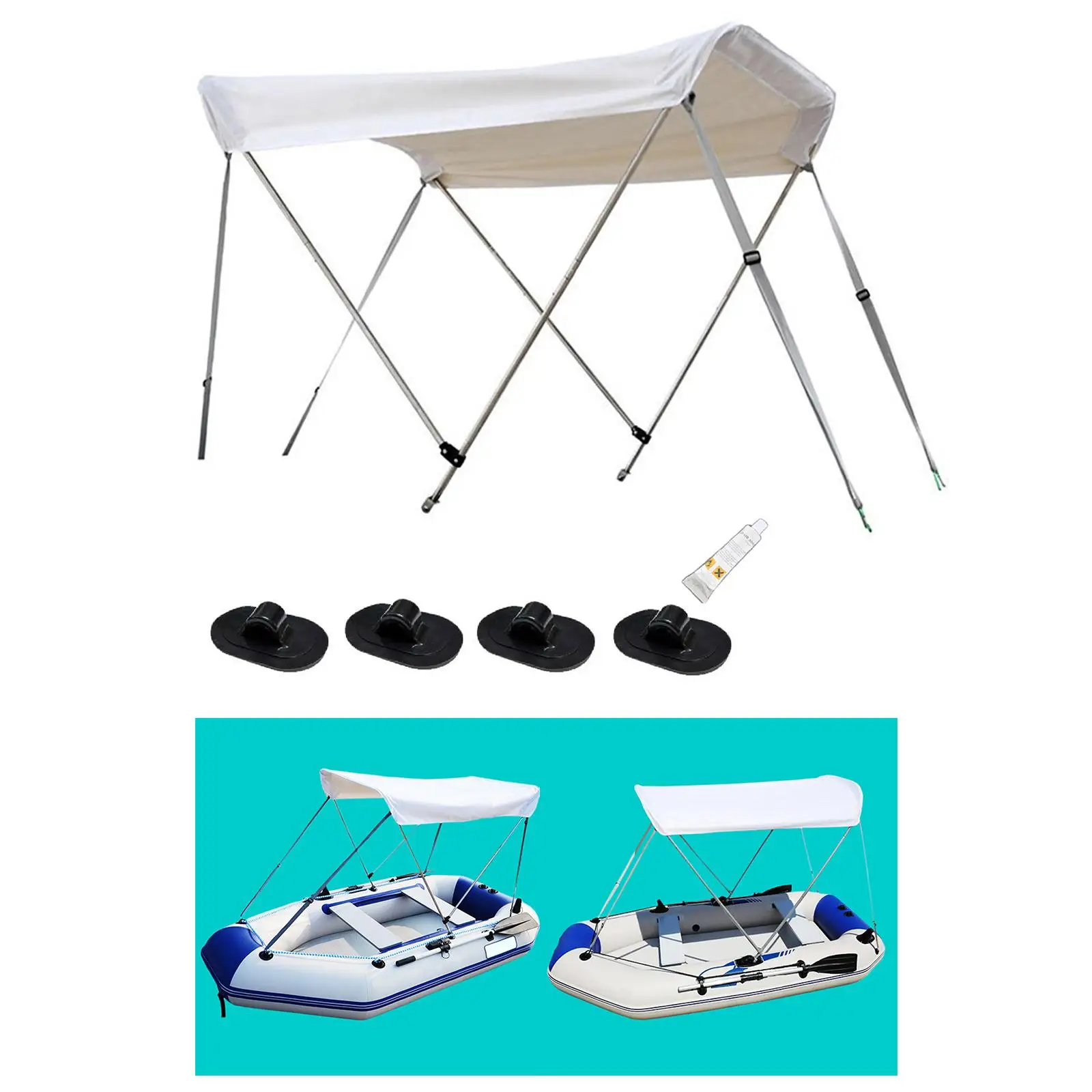 Bimini Tops for Boats Top Awning Parts Durable Crack Resistant Canoe Sun Shade Boat Sun Shade Canopy for Sailboat Kayak Marine