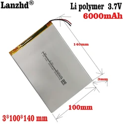 1-10pcs 3.7v Li Polymer lithium battery 30100140 6000mAh For Teclast M40 love landing PDA smart tablet computer 3.7v polymer