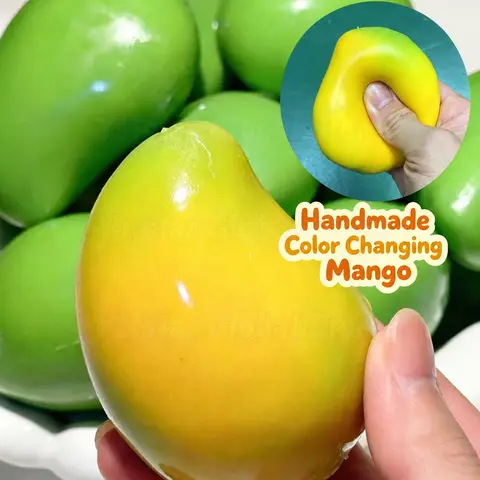 2026 New Mango Squishy Soft Stress Squeeze Ball Color Changing ASMR Sensory ADHD Anti Stress Relief Fidget Toys for Kids Adults