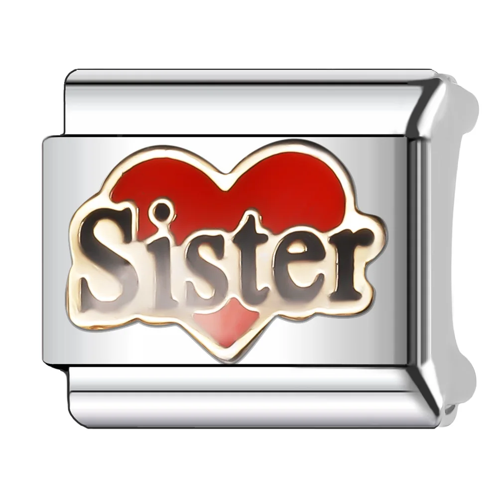 Trusta 2024 New Sister Love You My Dog Charm Italian Links 9mm Bracelet Stainless Steel for Women DIY Jewelry Wholesale N259