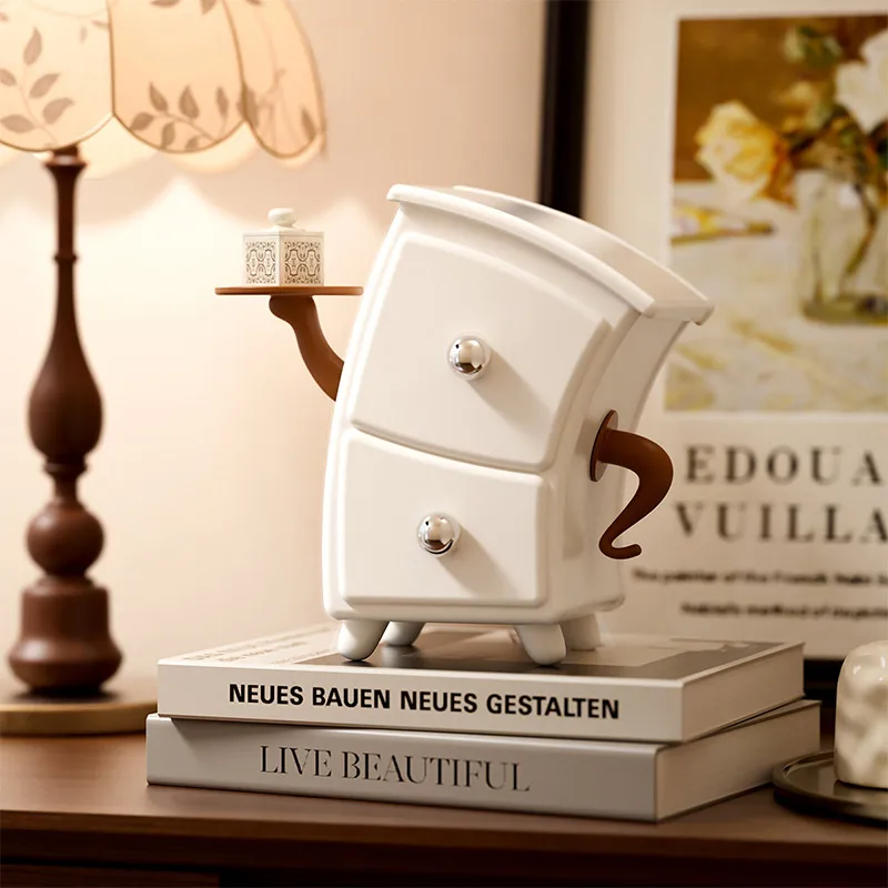 

Милый антропоморфный ящик для хранения ящиков с двумя ящиками, изысканный органайзер для ювелирных изделий, стильное декоративное украшение для дома и офиса