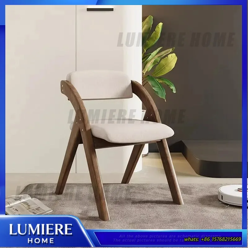 Stackable Wooden Breathable Folding Adjustable Solid Cafe Chair with Mesh Back Dining Kitchen Restaurant Fabric Cushioned