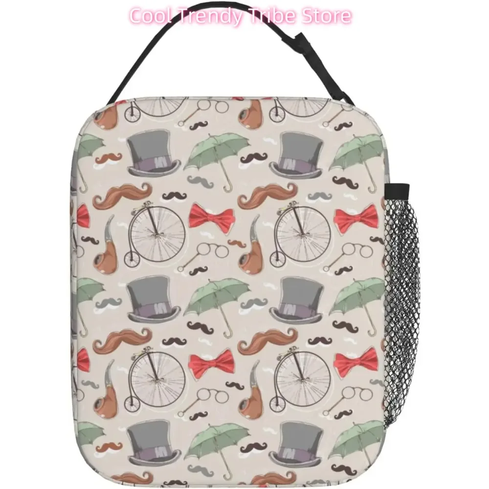 Red Bow Glasses Insulated Lunch Bag, Lunch Box for Office Travel, Lunch Bag for Men and Women