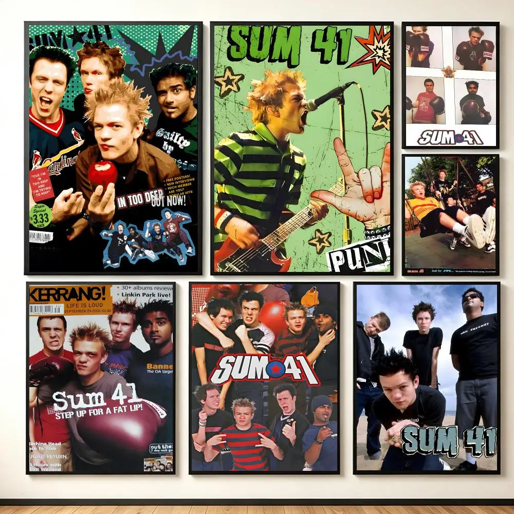 Energetic Band S-Sum 41 Poster Lightweight Self‑Adhesive PP Wall Decal for Study Living Room Bedroom Decor Gift