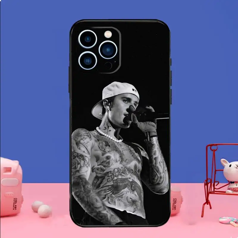 J-Justin Singer B-Bieber Phone Case For iPhone 15 14 13 12 11 Pro Max Xs Xr X 7 8 Plus 12 13 Mini Silicone Black Cover