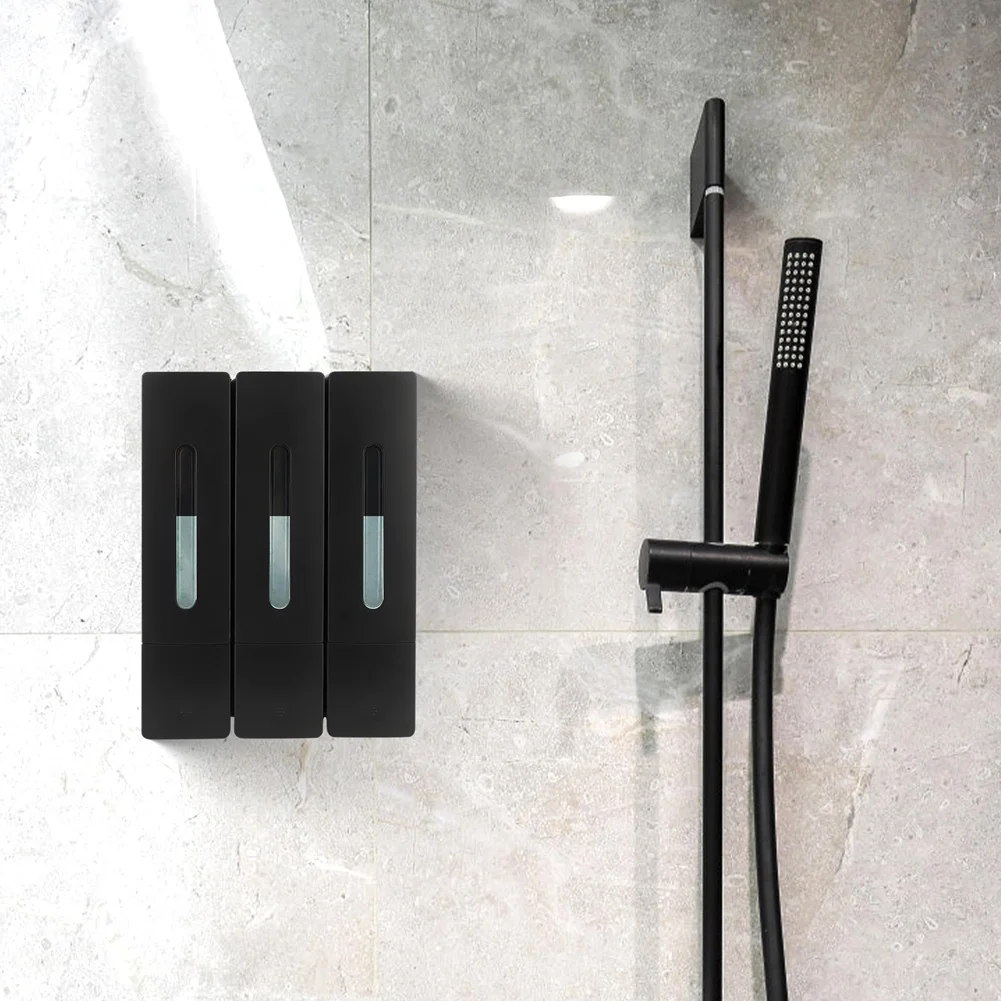BAAJ-Press Liquid Soap Dispenser 400 Ml 3 Chamber Wall Mounted Bathroom Shower Hair Washing Liquid Bottle Container