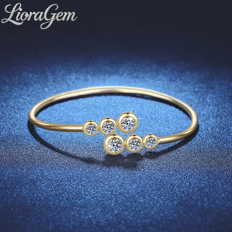 LioraGem Fashion Lucky Bubble Moissanite Bracelet for Women, 1.8 Carat Adjustable Elastic Bracelet Platinum PT950 Stamp