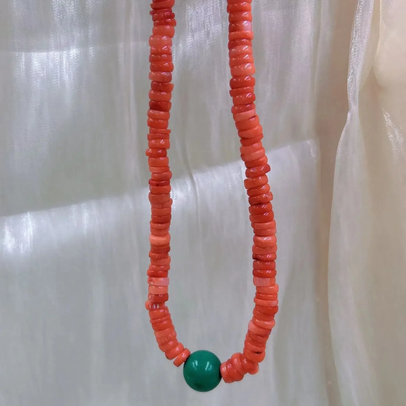 Short Collar Nigeria Wedding African Bride Jewelry Round Turquoise Natural Sea Bamboo Orange Coral Necklace 17inch view 6