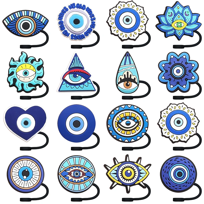 

New Arrivals Devil's Eye Straw Cover Cap 10MM Eco-friendly Straw Plug Splash Proof Drinking Cup Charms Pendent Home Party Gift