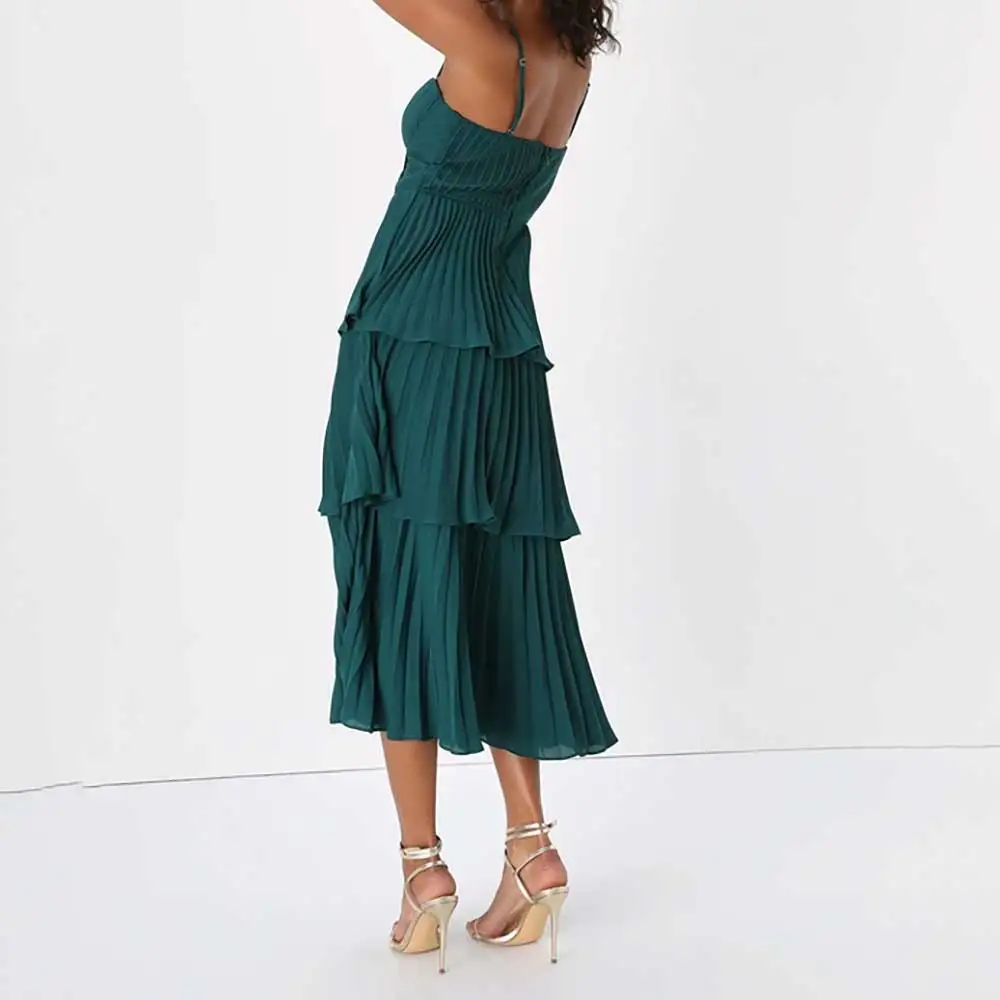 Elegant Spaghetti Strap Tiered Knee Length Backless Evening Dress Women Formal Prom Dresses Dresses 2025 Cocktail Gowns