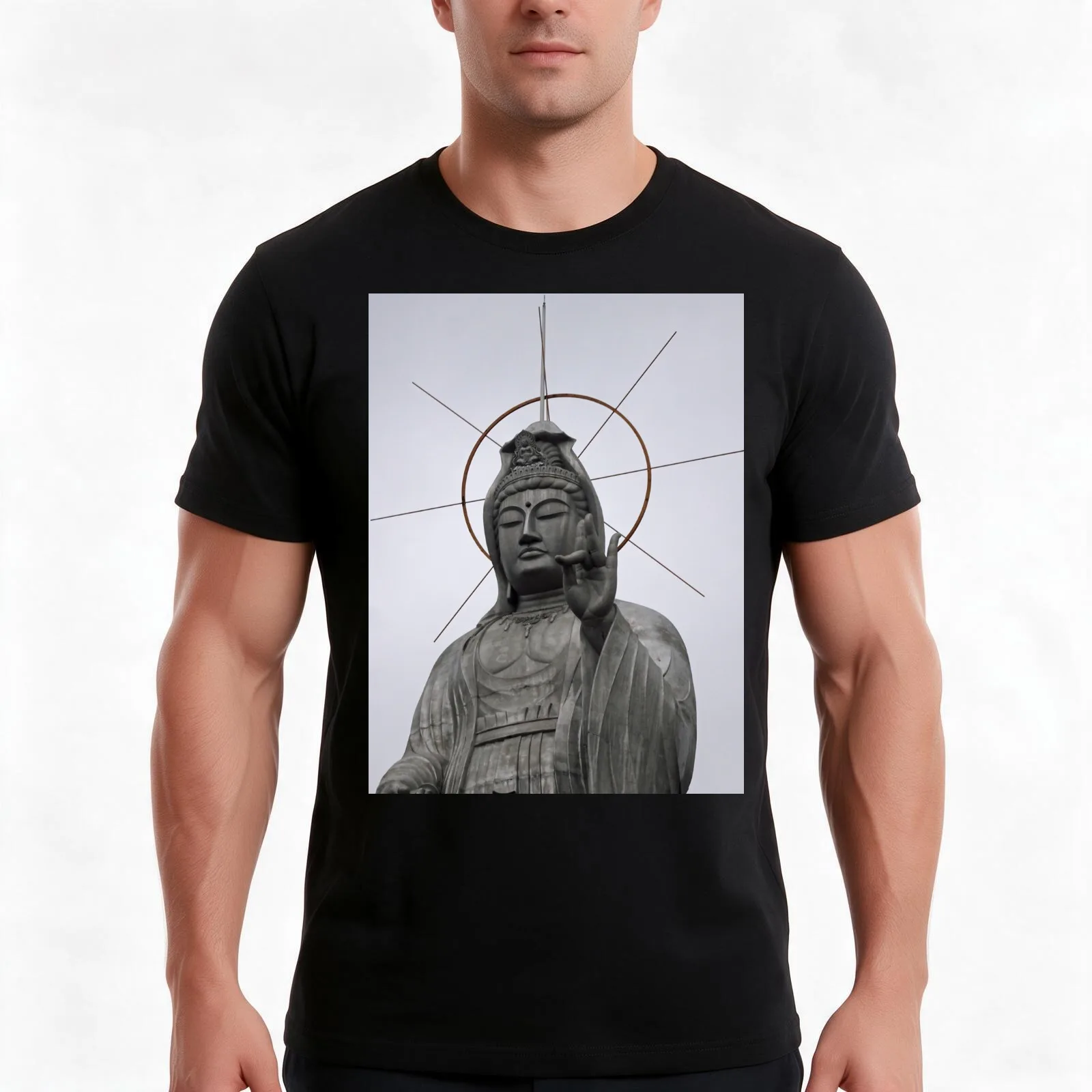 Kannon, Bodhisattva of Compassion T-Shirt, Summer Casual Cotton Tee, Oversized Streetwear Tops, Vintage Graphic Print