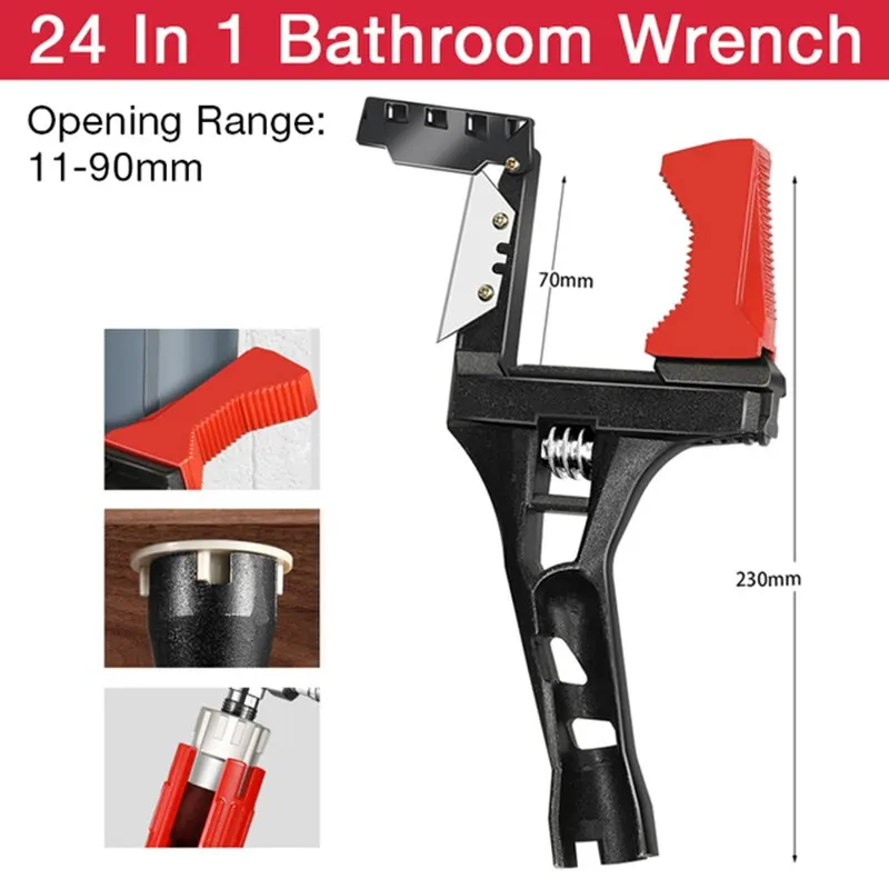 Multi-function Large Opening Short Handle Wrench Bathroom Water Pipe Universal Wrench Adjustable Aluminum Alloy Repair Tool