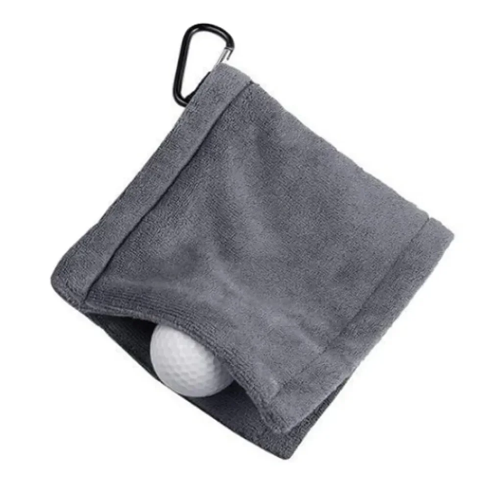 14*14cm Golf Towel High Water Absorption Carabiner Hook Sweat-Absorbent Wiping Cloth for Cleaning Golf Club - view 5