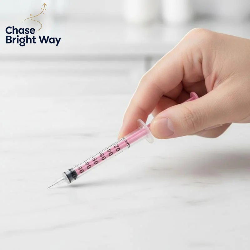 10Pcs Disposable 8mm Insulin Syringe Needle 1ml Pink Blister Pack for Professional Beauty Machine Matching Accessory