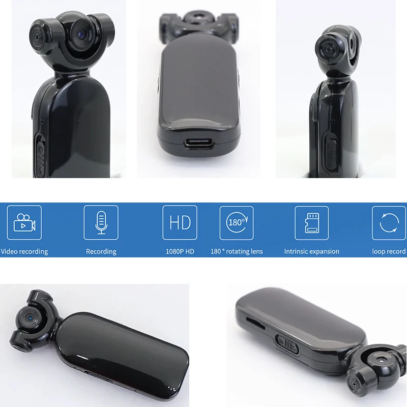 2 in 1 음성 및 비디오 녹화기 30 프레임/초 원버튼 녹화 감시 카메라 백 클립 포함 1080p HD 소음 감소 녹화기