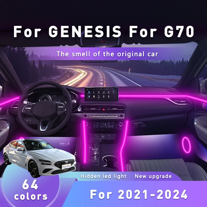 

FILIPLI для GENESIS G70 для 2021-2024 салон автомобиля акриловый светильник Multi RGB с управлением через приложение автомобильный окружающий свет настроения легко установить