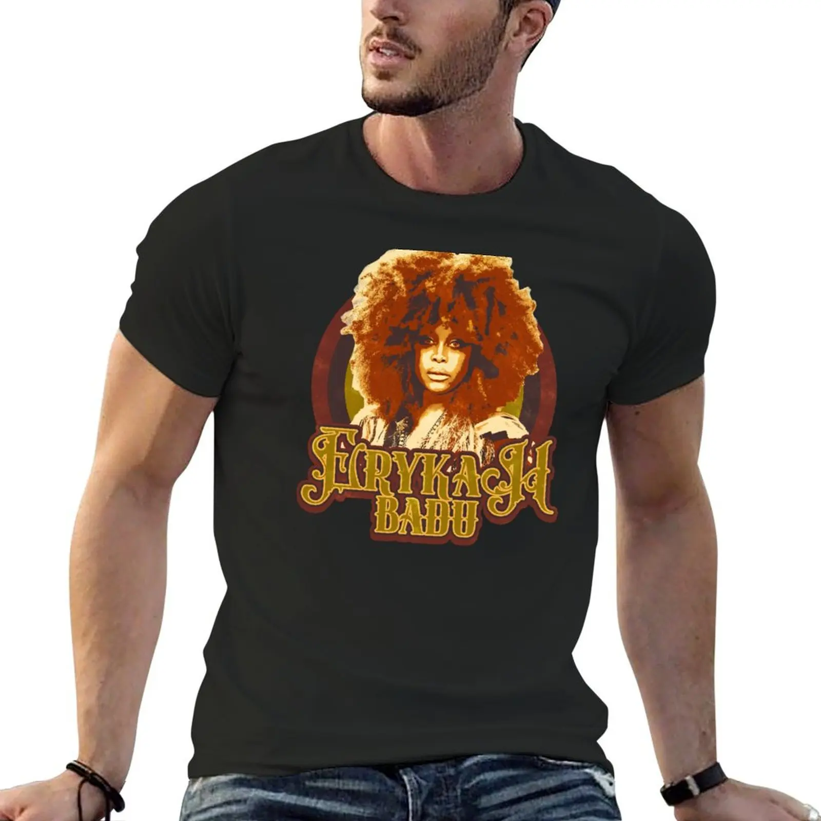 

Erykah Badu Vintage Retro Style T-Shirt oversized anime graphic shirts blue archive Men's t shirts