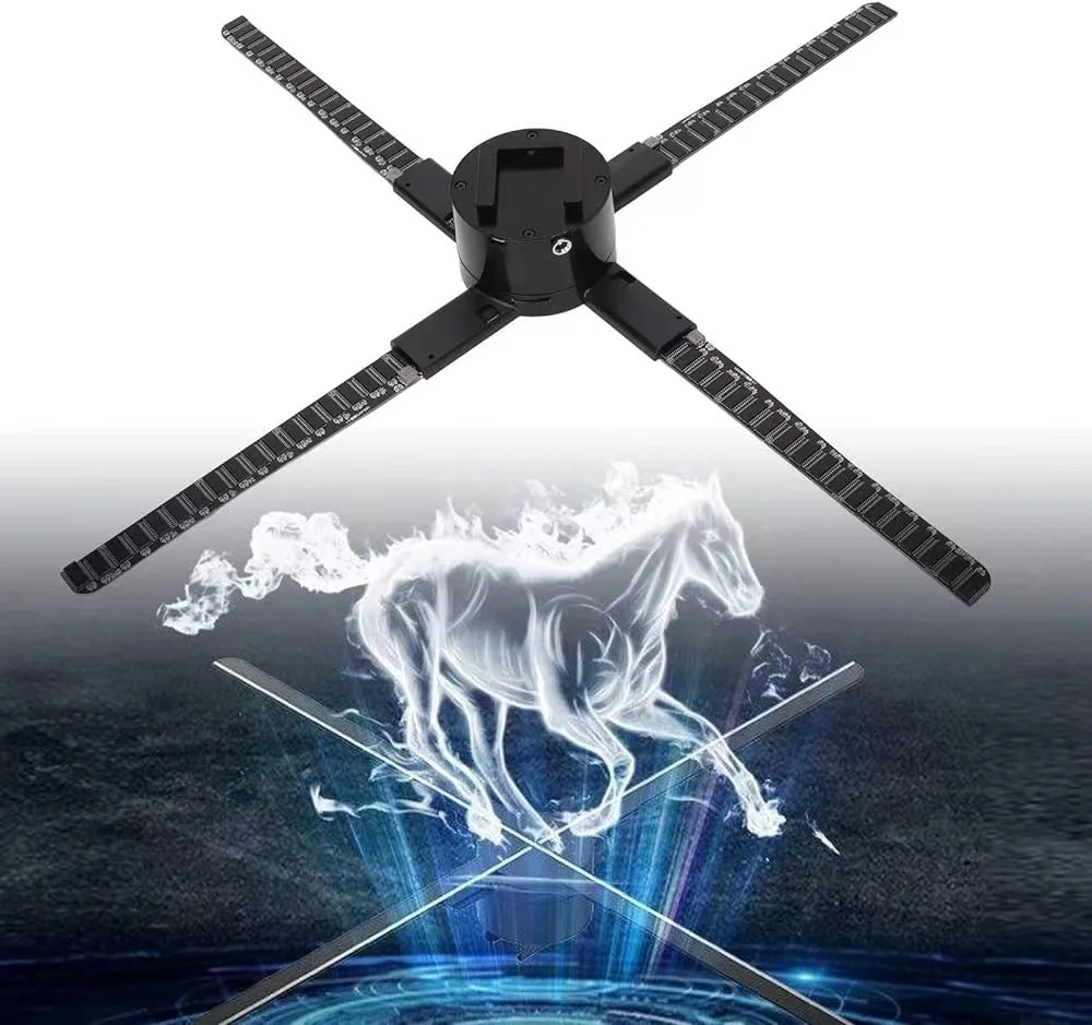 2024 تقنية الهولوغرام ثلاثية الأبعاد الجديدة 4-Blade 52 سنتيمتر عرض الهولوغرام معدات الإعلان مروحة ثلاثية الأبعاد الكمبيوتر المجسم