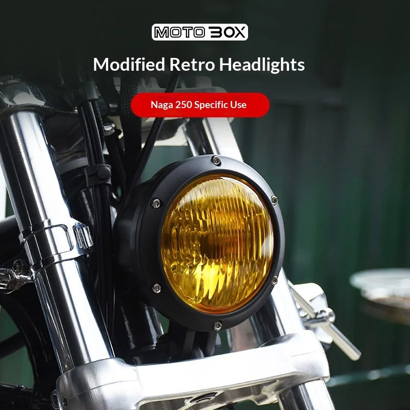 【Premium】For ZETHS NAJA 250 Motorcycle Modified Round Headlight Assembly – Japanese Retro Style Headlights/Universal Accessories