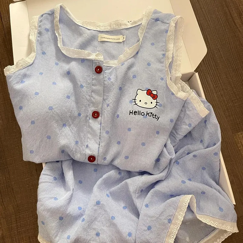 

Новый милый комплект домашней одежды Sanrio: пижама с мультяшным котом, женский топ и шорты для весны и лета