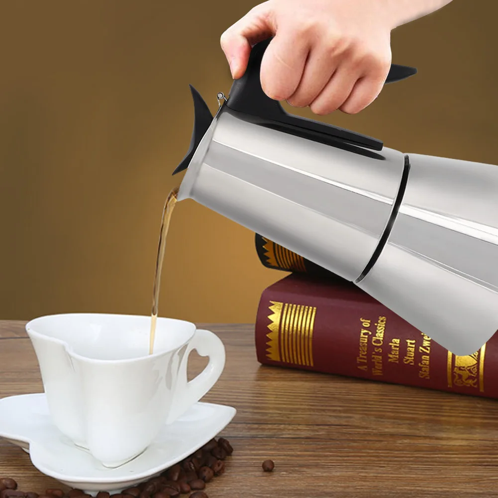 Электрическая плита, кофеварка для эспрессо, горшок для мока, 6 чашек, перколятор, кофейник, электрическая классическая кофеварка из нержавеющей стали, вилка европейского стандарта