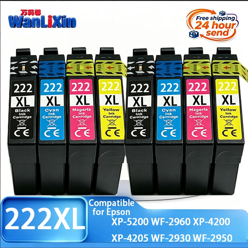 1-5 Sets T222XL T222 XL Ink Cartridge Compatible for Epson XP-5200 WF-2960 XP-4200 XP-4205 WF-2930 WF-2950 printer ink cartridge