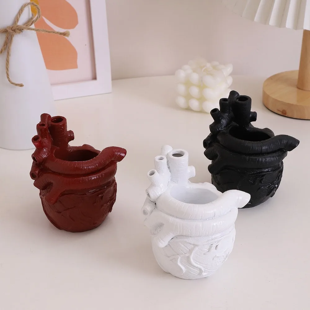 Unique Heart Shape Heart Flower Pot Resin Desktop Succulent Pot Gift Decoration Garden Flowerpot Office