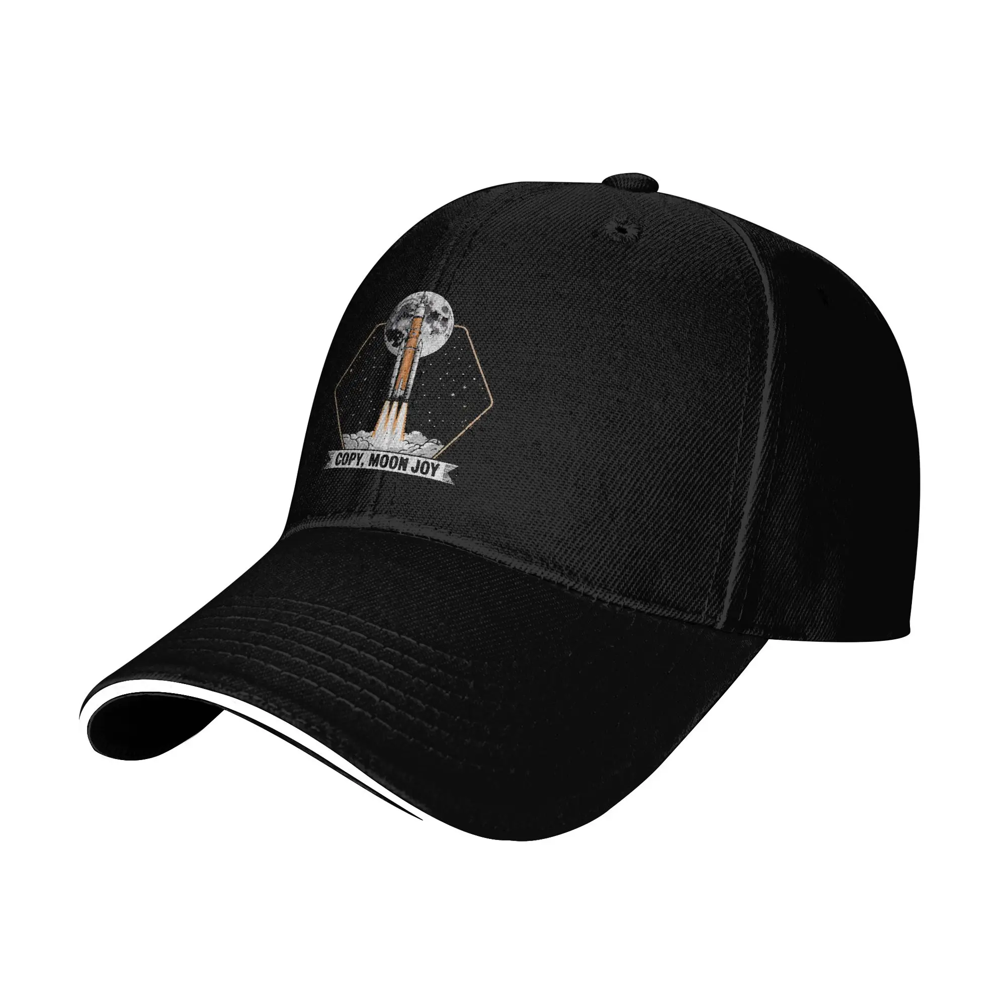 Copy Moon Joy Statement with Full Moon Baseball Cap Casual  Sandwich Cap Unisex Style Polyester Dad Hat Outdoor