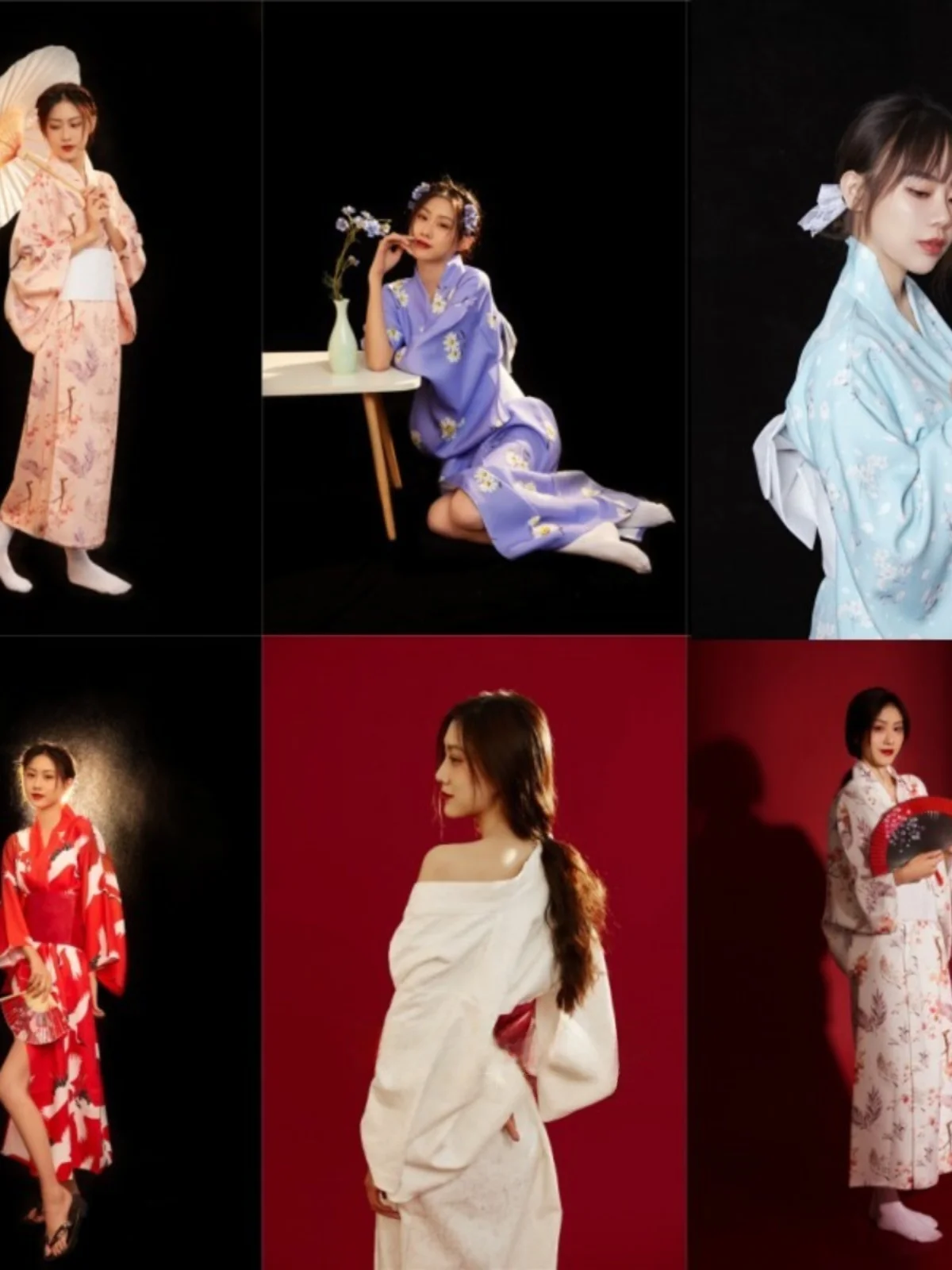 

Traditional Japanese Kimono Dress Cherry Blossom Theme Photography Costume Women's Fashion Ethnic Wear Polyester Material
