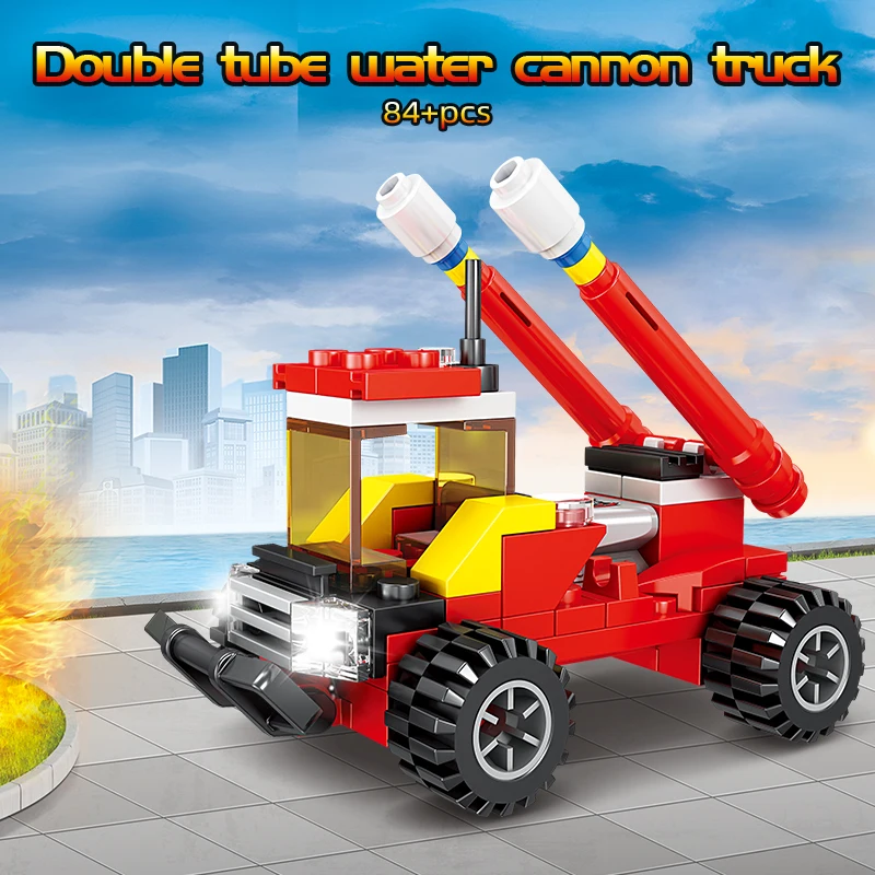 8 in 1 Fire Truck Building Blocks City Scaling Ladder Multifunctional Rescue Vehicle Combination Educational Toy Holiday Gifts