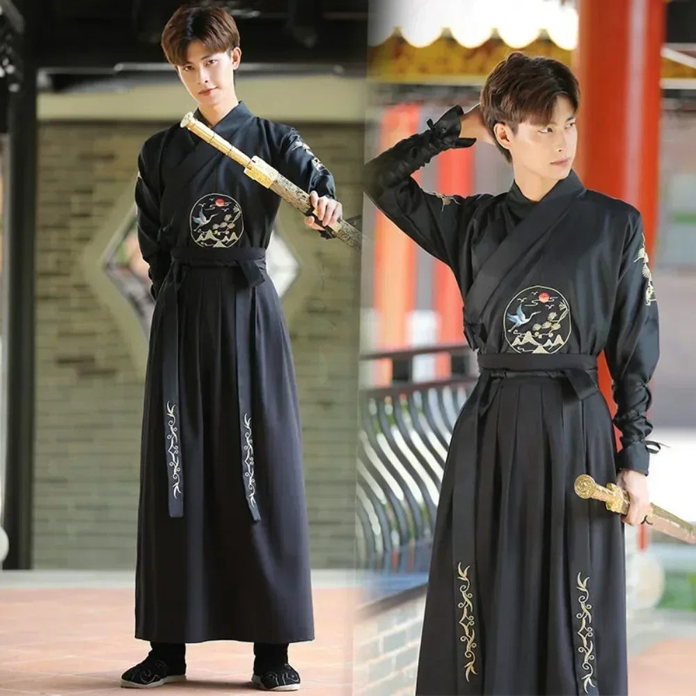 Ensemble de 2 pièces, vêtements traditionnels pour hommes, vêtements vintage cosplay chinois Hanfu, robe brodée pour femmes, vêtem