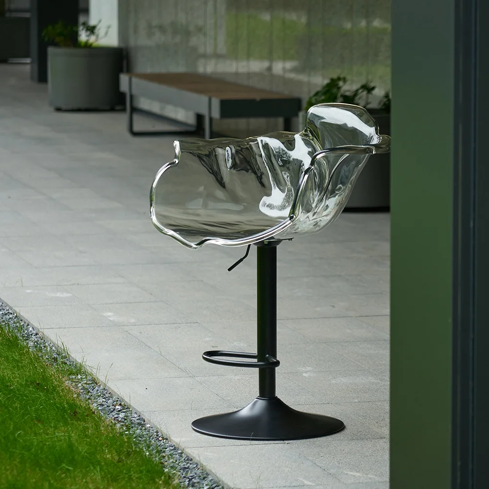 

Nordic Light Luxury Liftable Dining Designer Small Apartment Back Cafe Island Chair Transparent Acrylic