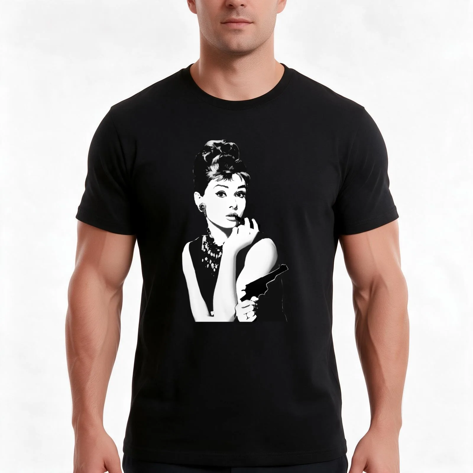 Iconic Audrey Hepburn T-Shirt, Summer Casual Cotton Tee, Oversized Streetwear Tops, Vintage Graphic Print, Unisex Men Women
