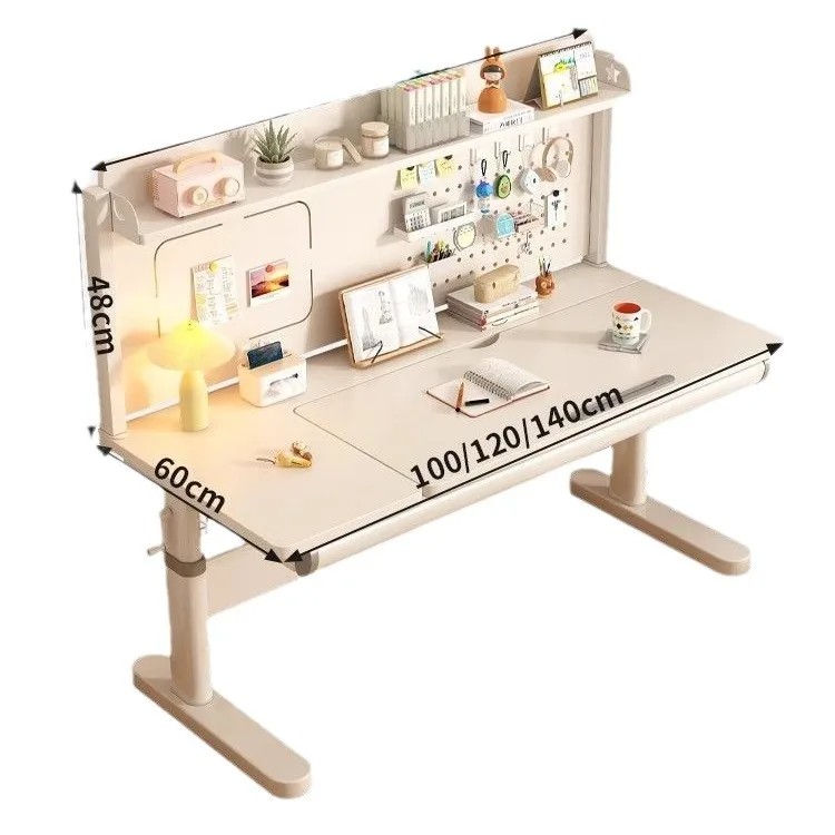 Children's Study Table Solid Wood Hatchback Primary School Student Home Writing Table Set Integrated Simple Desk Chair Lifting T