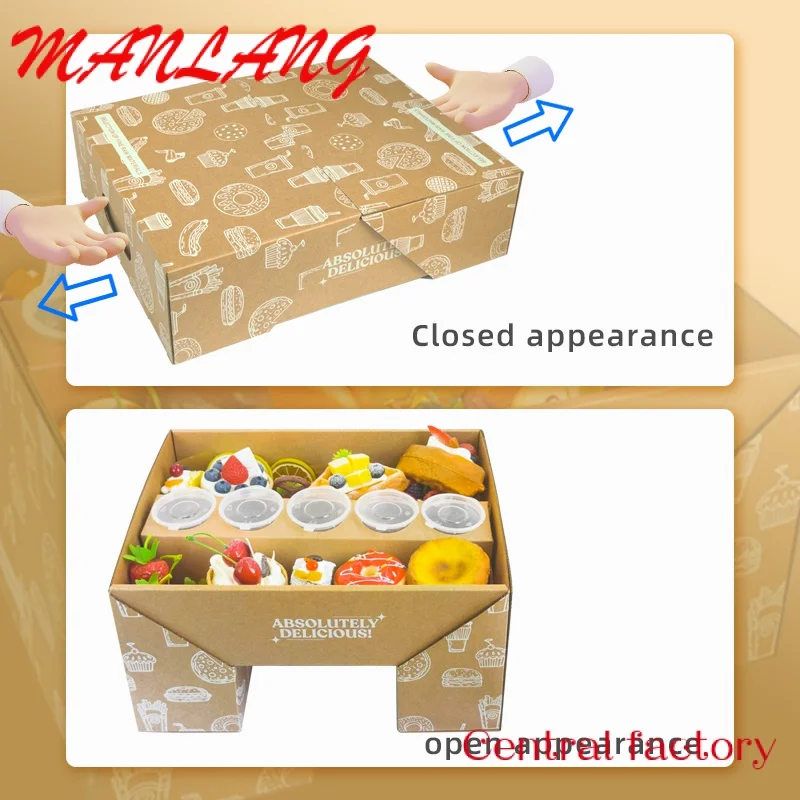 Custom  Holidaypac paper color flip box party chocolate favorite grazing box catering packaging platter box with partiti