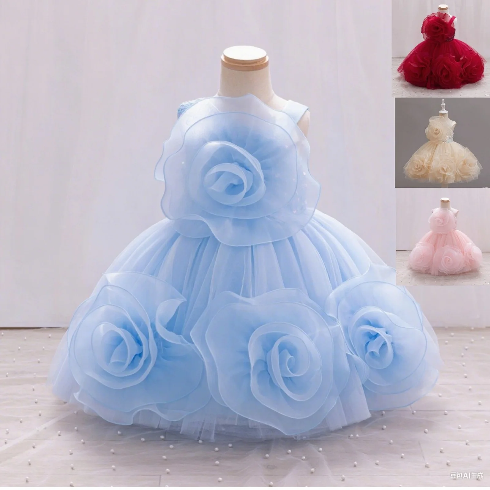 

Summer Girl Princess Dress Elegant Children Sparkly Tulle Party Costume Fluffy Flower Evening Dress Halloween Birthday Gift