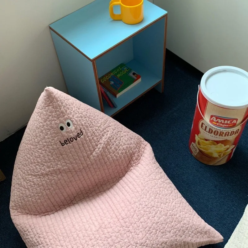 parent-child smiley face high-quality quilted pure cotton bean bag removable and washable lazy sofa children's reading sofa
