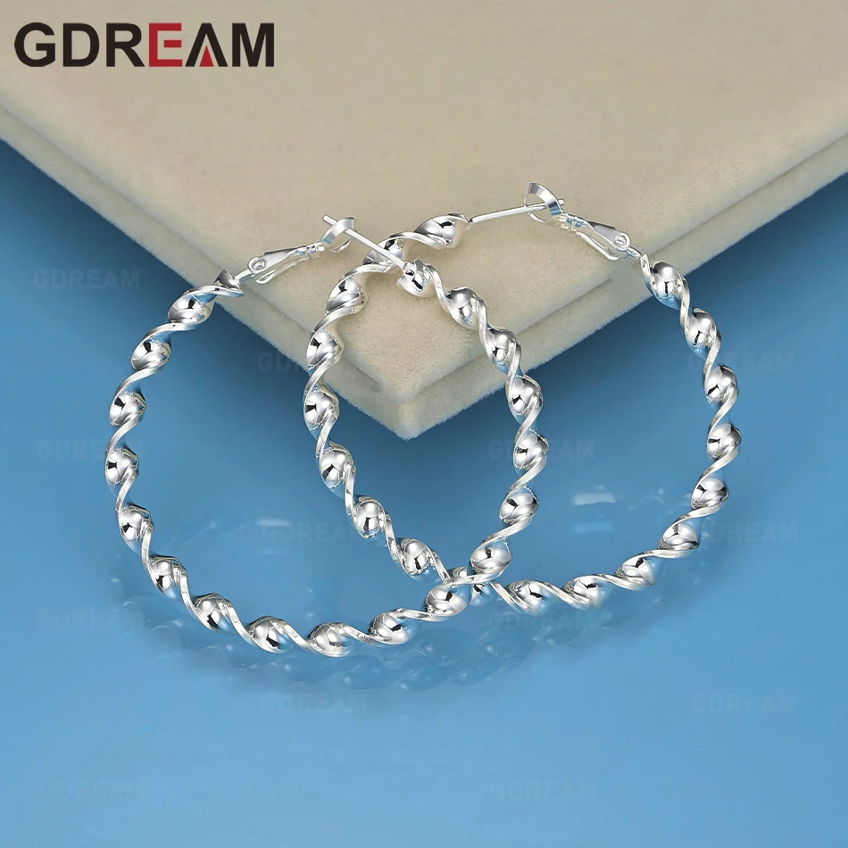 

Серьги GDREAM из стерлингового серебра 925 пробы 50 мм с витой волной, модные женские украшения, аксессуары для рождественского подарка