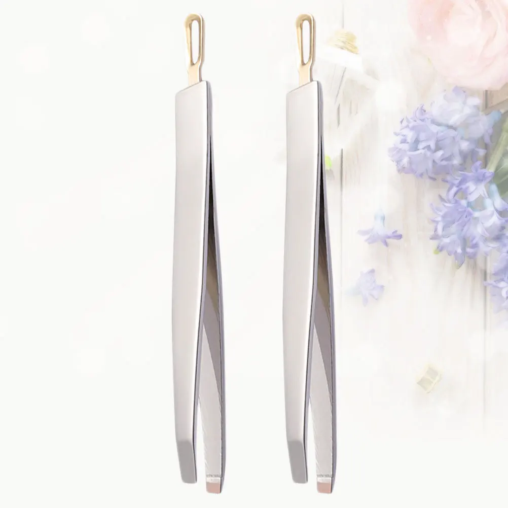

2pcs Stainless Steel Flat Mouth Eyebrow Tweezers For Eyebrow Shaping False Eyelashes Double Eyelid Clip Scissor Tweezers Makeup
