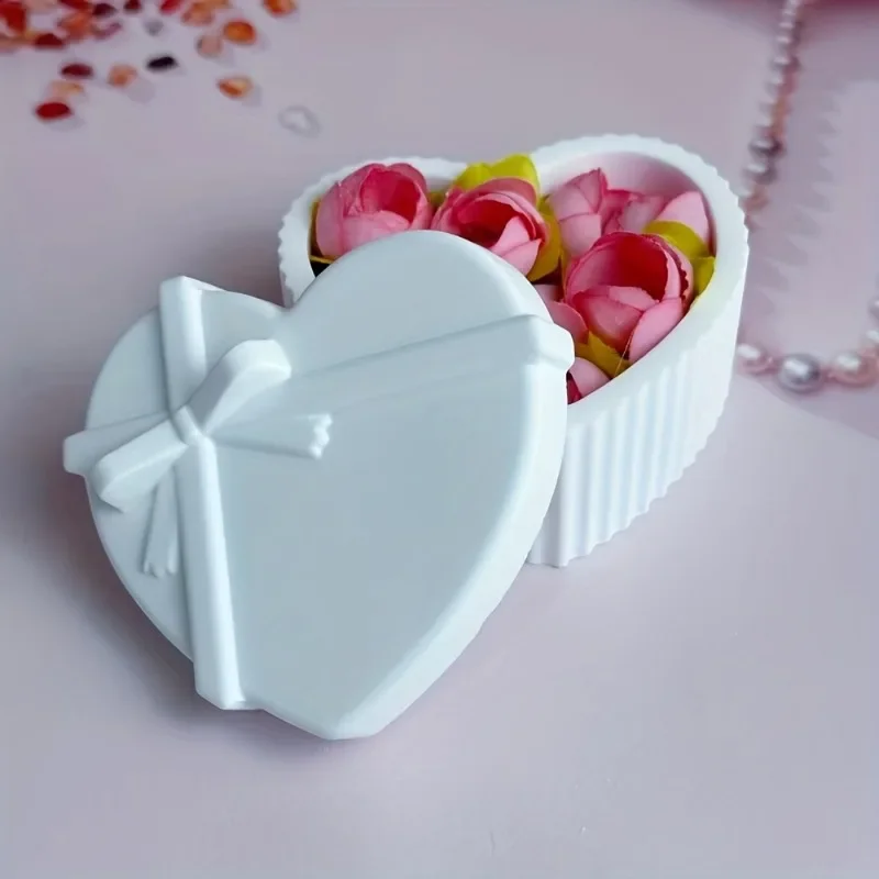 

1set 2026 New model Advanced 3D Love Heart Gift Box Silicone Mold Resin Candle Gypsum Storage Box DIY Ornament Making Tools