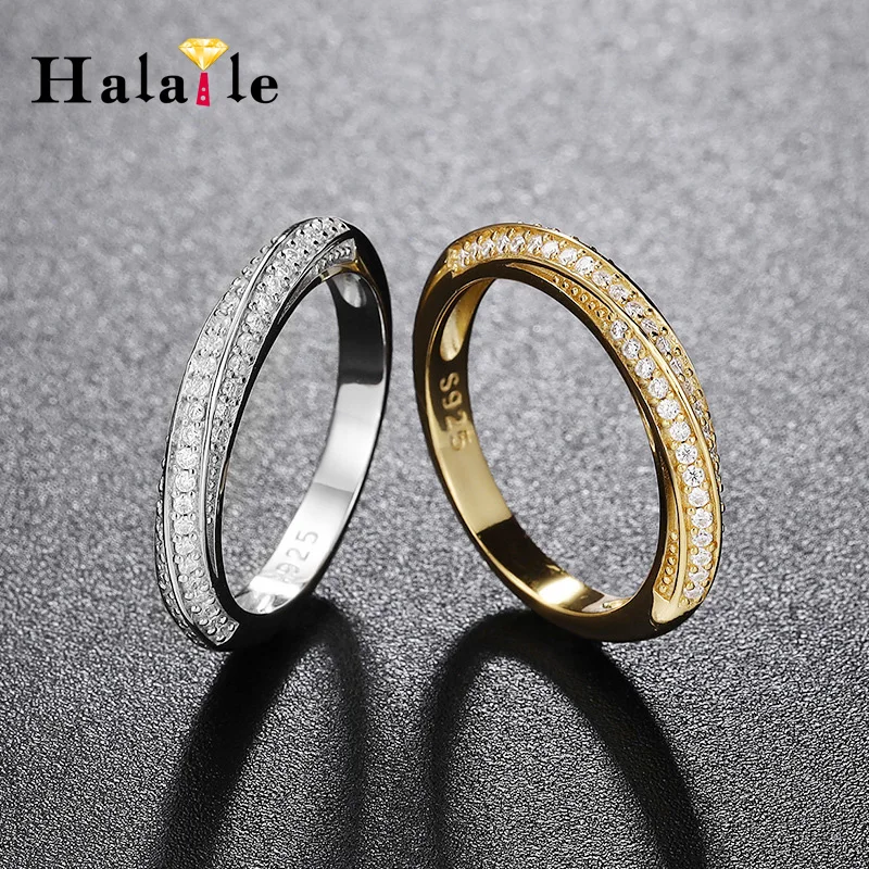 Halaile D Color Moissanite S925 Sterling Silver Circular Winding Ring with GRA Trendy Fine Jewelry Women's Sparkly Elegant Gift